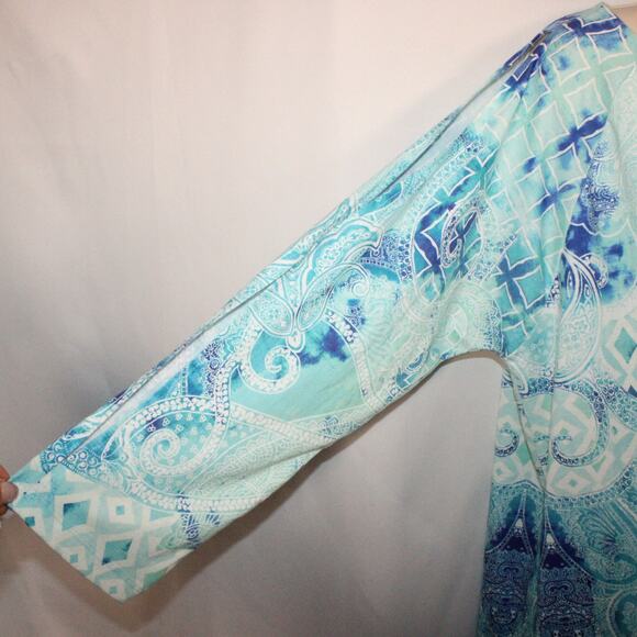 Chico's Zenergy Women's Cold Shoulder‎ Long Sleeve Summer Top Blue Size 3 - Picture 5 of 14